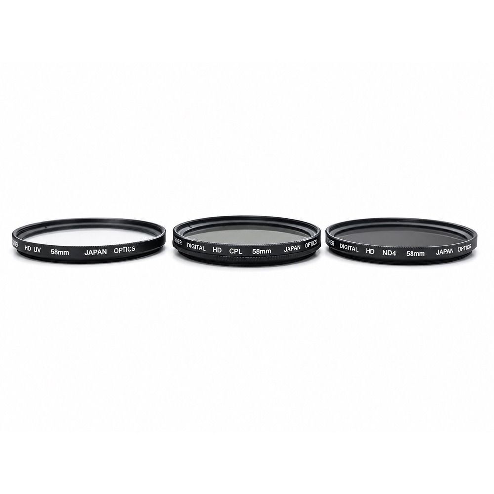 Bower Digital HD 58mm Filter Set UV CPL ND4 Japan Optics 3 Piece Kit